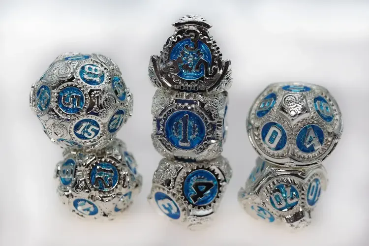 FOAM BRAIN GAMES FOAM BRAIN GAMES METAL RPG DICE SET AIRSHIP GEARS - ANTARCTIC EXPEDITION