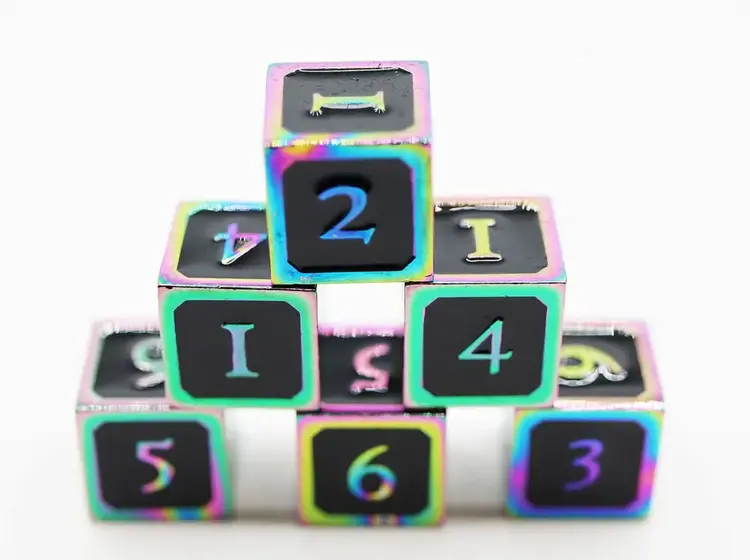 FOAM BRAIN GAMES FOAM BRAIN GMAES 6 PIECE METAL D6'S - BLACK AND BURNT OPAL