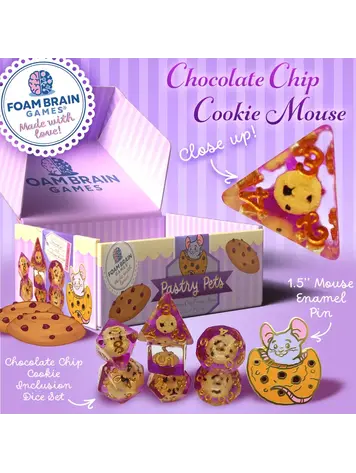 FOAM BRAIN GAMES FOAM BRAIN GAMES CUB PIN AND RPG DICE SET  PASTRY PETS - CHOCOLATE CHIP COOKIE MOUSE