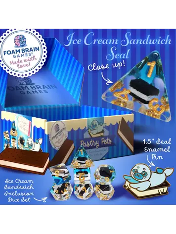 FOAM BRAIN GAMES FOAM BRAIN GAMES CUB PIN AND RPG DICE SET  PASTRY PETS - ICE CREAM SANDWICH SEAL