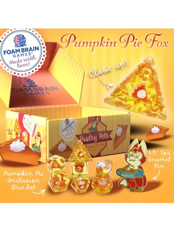 FOAM BRAIN GAMES FOAM BRAIN GAMES CUB PIN AND RPG DICE SET  PASTRY PETS - PUMKIN PIE FOX