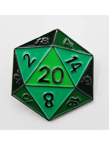 FOAM BRAIN GAMES FOAM BRAIN GAMES D20 ENAMEL PIN -  GREEN