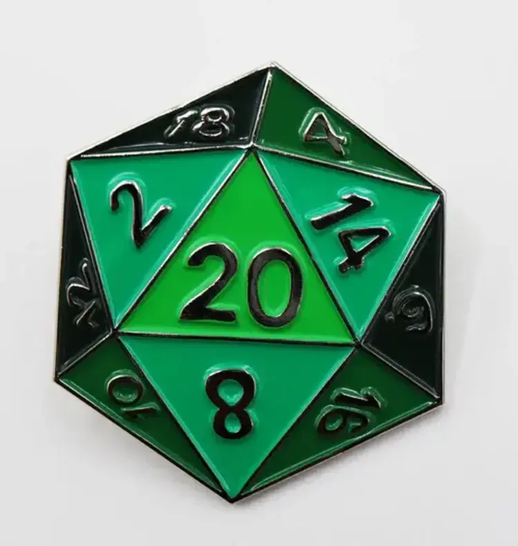 FOAM BRAIN GAMES FOAM BRAIN GAMES D20 ENAMEL PIN -  GREEN