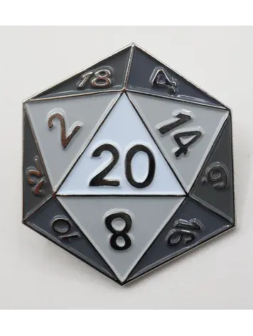 FOAM BRAIN GAMES FOAM BRAIN GAMES D20 ENAMEL PIN - WHITE