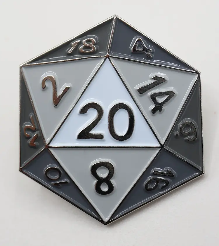 FOAM BRAIN GAMES FOAM BRAIN GAMES D20 ENAMEL PIN - WHITE