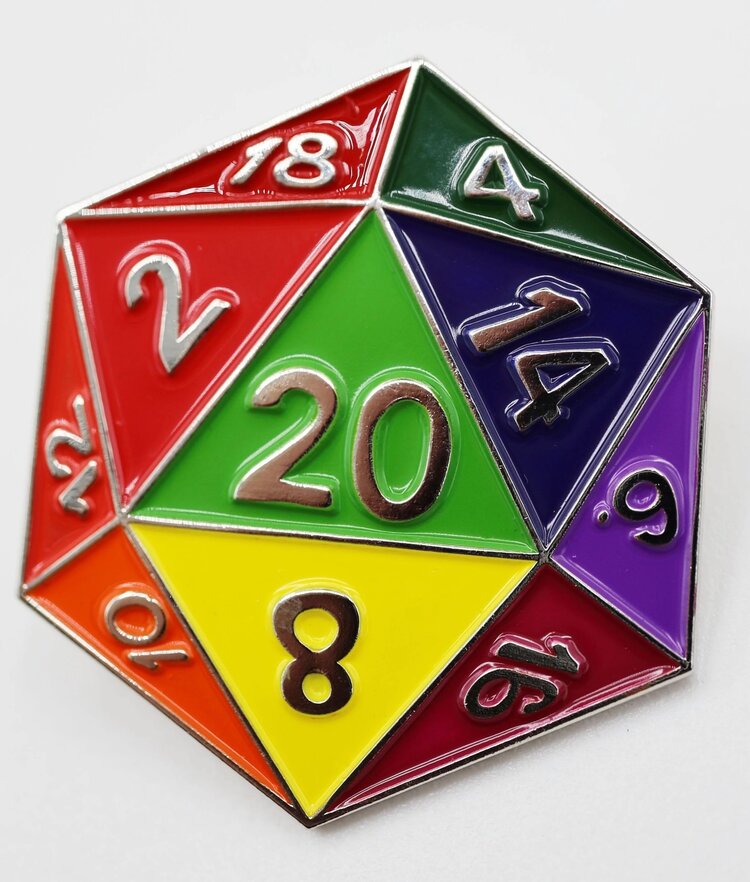 FOAM BRAIN GAMES FOAM BRAIN GAMES D20 ENAMEL PIN - RAINBOW