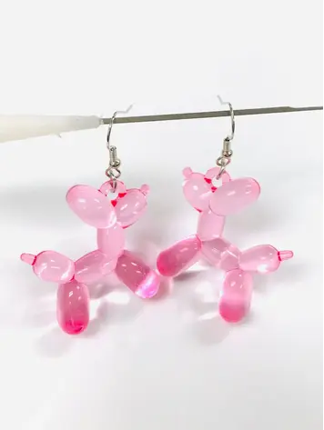 ACRYLIC BALLON DOG EARRINGS