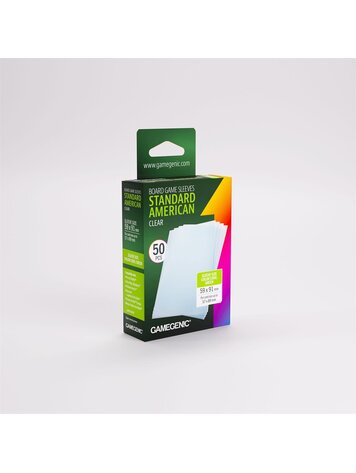 GAMEGENIC GAMEGENIC BOARD GAME SLEEVES STANDARD AMERICAN CLEAR 50 CT