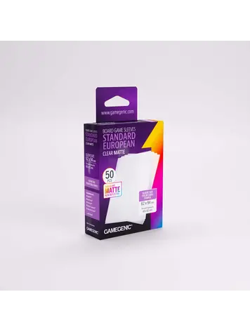 GAMEGENIC GAMEGENIC BOARD GAME SLEEVES STANDARD EUROPEAN CLEAR MATTE 50 CT