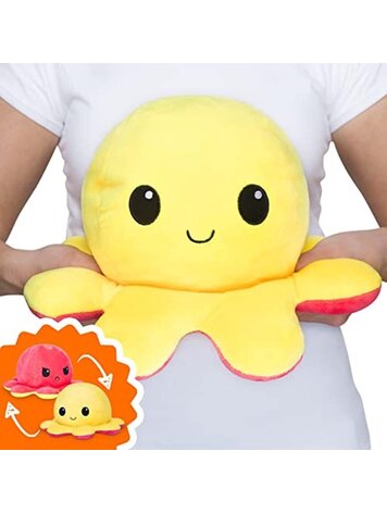 BIG REVERSIBLE OCTOPUS PLUSH RED & YELLOW