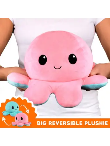 BIG REVERSIBLE OCTOPUS PLUSH PINK & AQUA