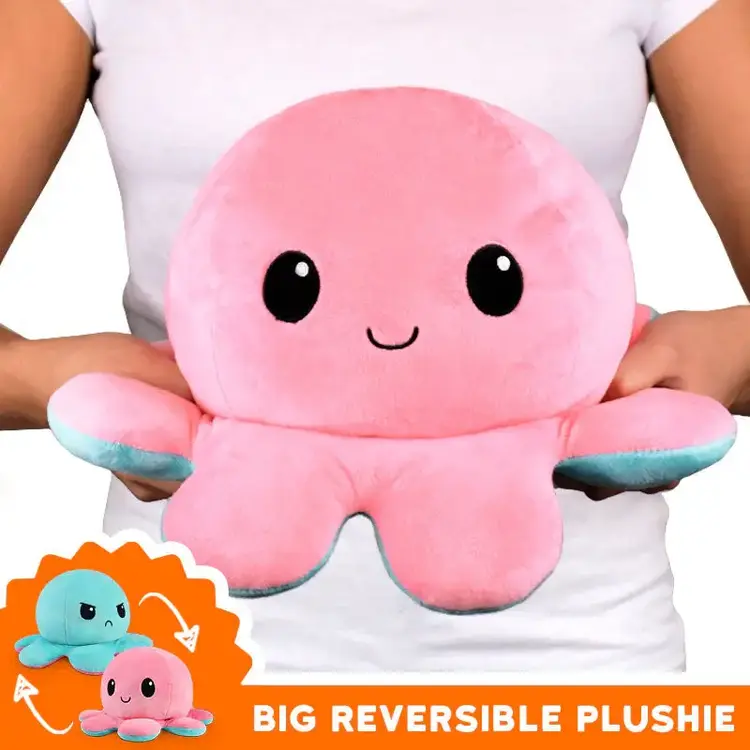 BIG REVERSIBLE OCTOPUS PLUSH PINK & AQUA
