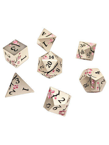 7 SET SAKURA METAL SILVER PINK DICE