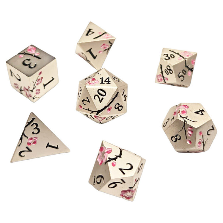 7 SET SAKURA METAL SILVER PINK DICE