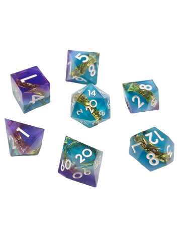 7 SET RINGFELLOWS PURPLE TEAL DICE