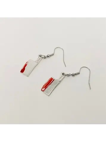 MIO QUEENA TERROR HALLOWEEN BLOOD EARRINGS BUTCHER KNIVES
