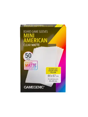 GAMEGENIC GAMEGENIC BOARD GAME SLEEVES MINI AMERICAN CLEAR MATTE 50CT