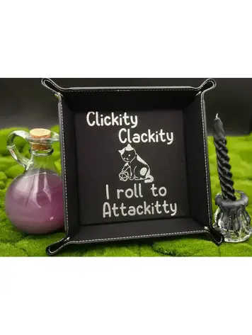 CAT ROLL TO ATTACKITTY DICE TRAY PURPLE AND BLACK