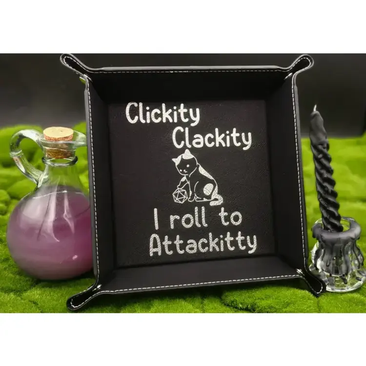 CAT ROLL TO ATTACKITTY DICE TRAY PURPLE AND BLACK