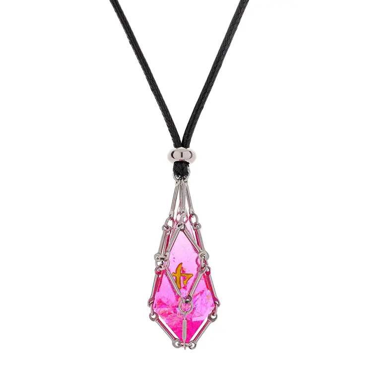 HYMGHO HYMGHO MYSTICAGE DICE CHAIN BROWN LEATHER NECKLACE WITH D4