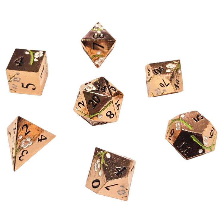 7 SET SAKURA METAL COPPER WHITE DICE