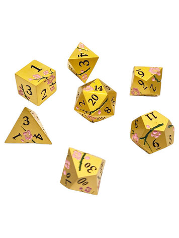 7 SET SAKURA METAL GOLD PINK DICE