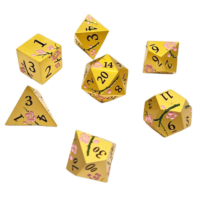 7 SET SAKURA METAL GOLD PINK DICE