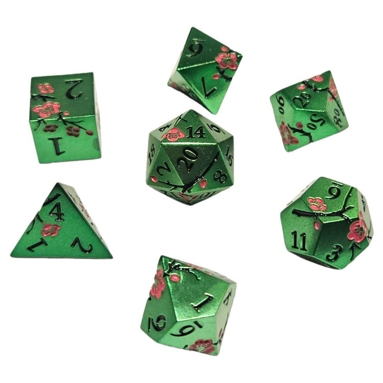 7 SET SAKURA METAL GREEN PINK DICE
