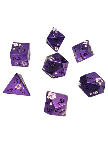 7 SET SAKURA METAL PURPLE WHITE DICE