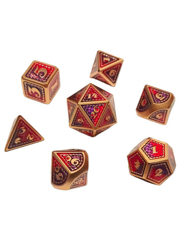 7 SET SCALEMAIL METAL PURPLE RED DICE