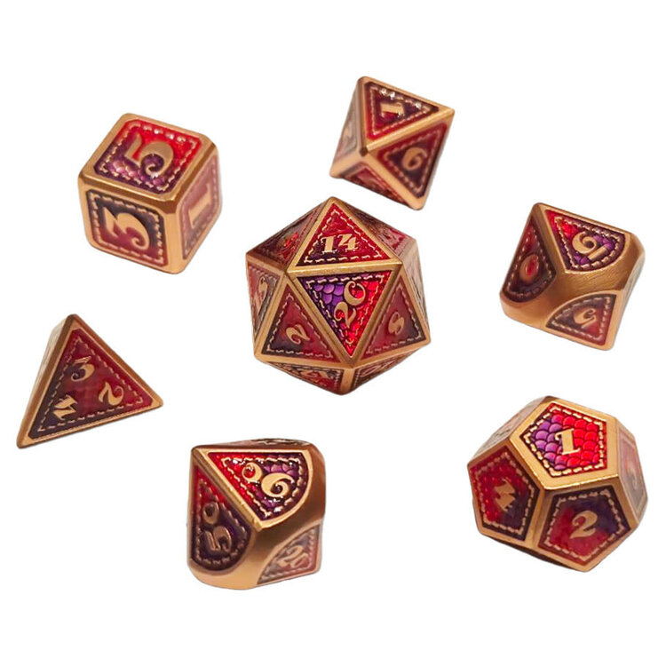 7 SET SCALEMAIL METAL PURPLE RED DICE