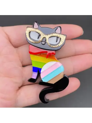 MIO QUEENA COLORFUL ACRYLIC CAT BROOCH