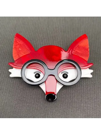 MIO QUEENA FOX WEARING GLASSES ACRYLIC BROOCH