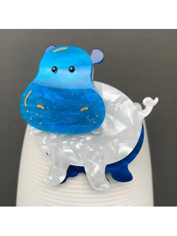 MIO QUEENA ACRYLIC HIPPOPOTAMUS BROOCH