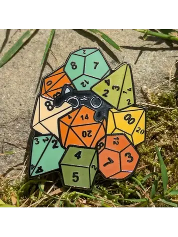 CAT AMONGST DICE HARD ENAMEL PIN - 1.5"