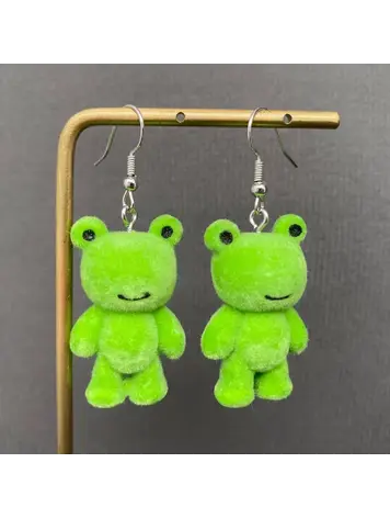 MIO QUEENA RESIN CARTOON FROG DANGLE EARRINGS