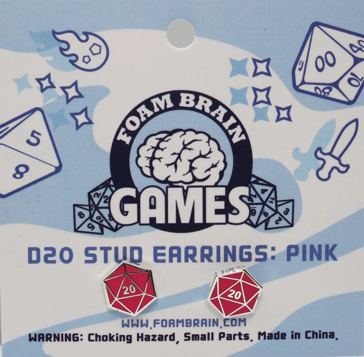 FOAM BRAIN GAMES FOAM BRAIN GAMES D20 STUD EARRINGS - PINK