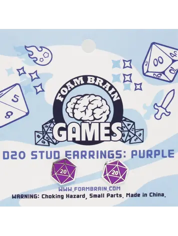 FOAM BRAIN GAMES FOAM BRAIN GAMES D20 STUD EARRINGS - PURPLE