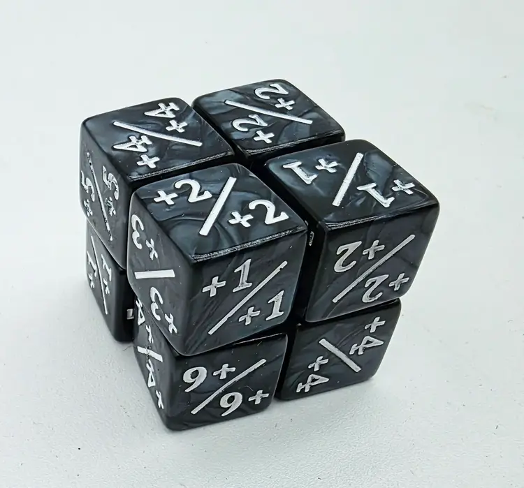 FOAM BRAIN GAMES FOAM BRAIN GAMES +1/+1 PEARL BLACK WITH WHITE COUNTER DICE