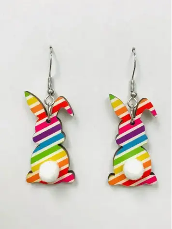 LOVE IS LOVE BUNNY WOOD EARRINGS