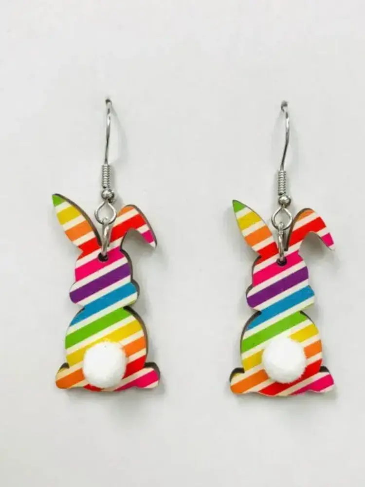 LOVE IS LOVE BUNNY WOOD EARRINGS