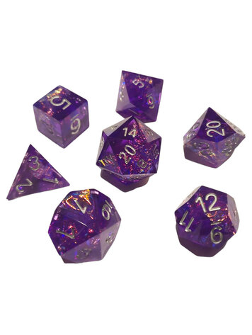 7 SET SHARP RESIN PURPLE NEBULA DICE