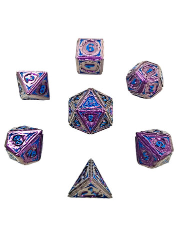 HYMGHO HYMGHO METAL SORCERER RPG DICE SET PURPLE W BLUE