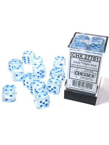 CHX 27781 16MM D6 BOREALIS ICICLE/LIGHT BLUE LUMINARY DICE