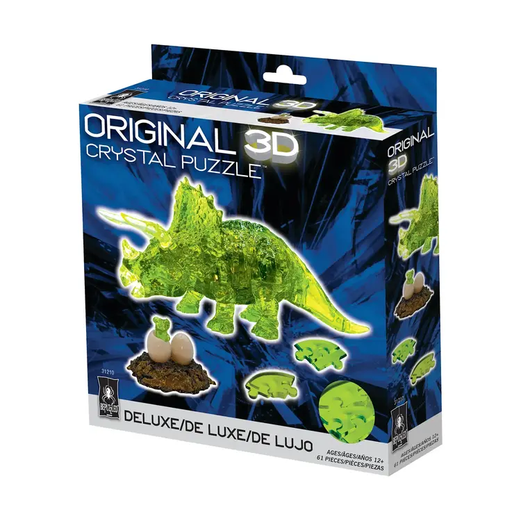 PUZZLE 3D CRYSTAL TRICERATOPS + BABY GREEN