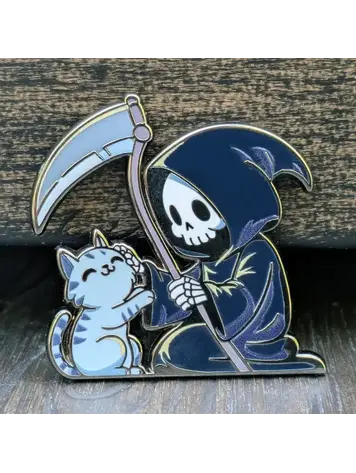 GRIM REAPER PETTING CAT PIN
