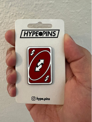 REVERSE UNO RED HARD ENAMEL PIN