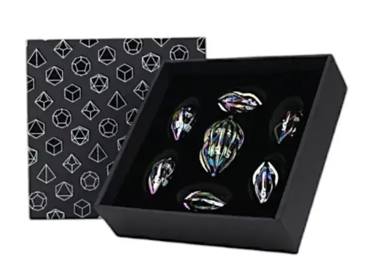 LPG DICE ELLIPTIC HOLLOW OILSLICK RPG DICE SET