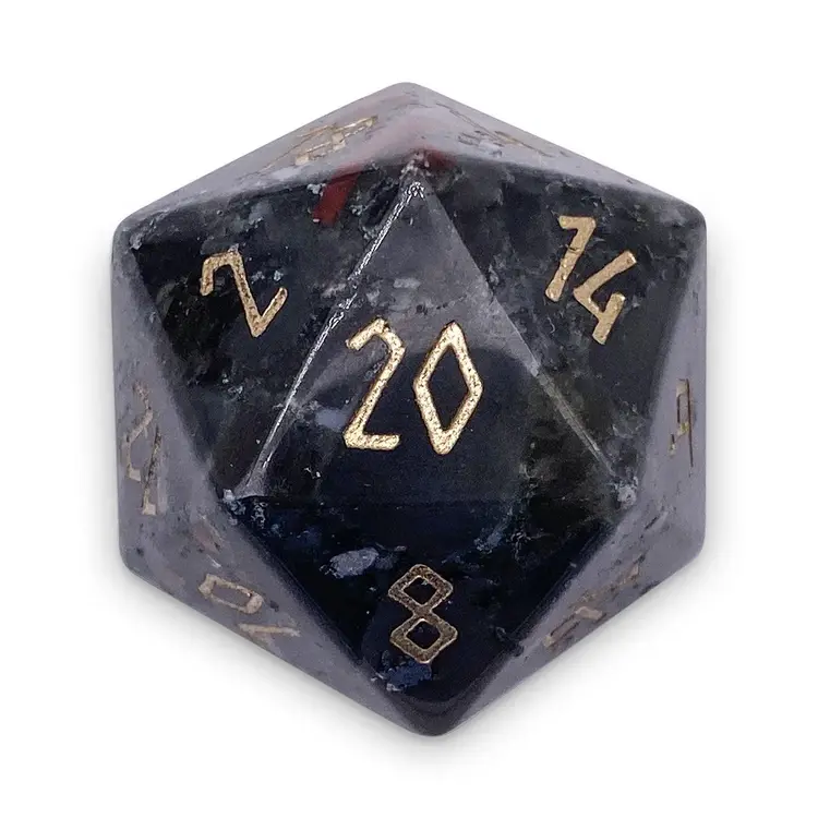 BLOODSTONE BOULDER 30MM GEMSTONE D20 DICE