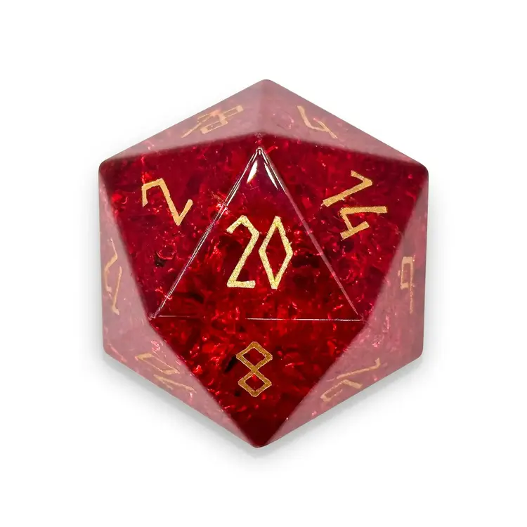 SHATTERED ZIRCON GARNET BOULDER 30MM GEMSTONE D20 DICE